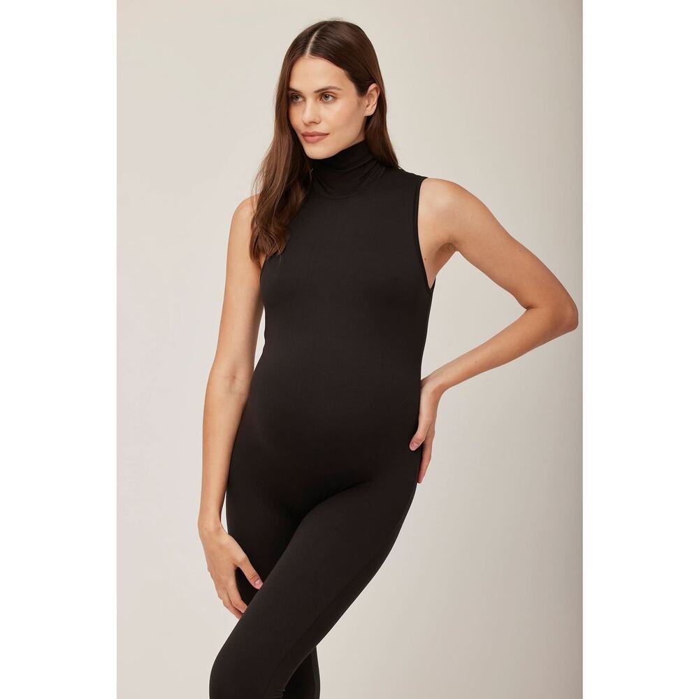 Sleeveless Turtleneck Black Jumpsuit